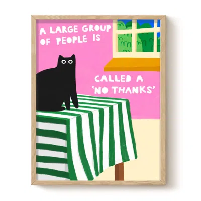 The Paper Tail Pink / Green A Large Group Of People - Cat Art Print - Medium In Multi