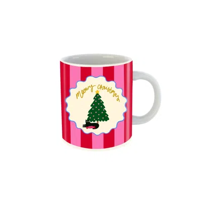 The Paper Tail Pink / Red Meowy Christmas Ceramic Mug