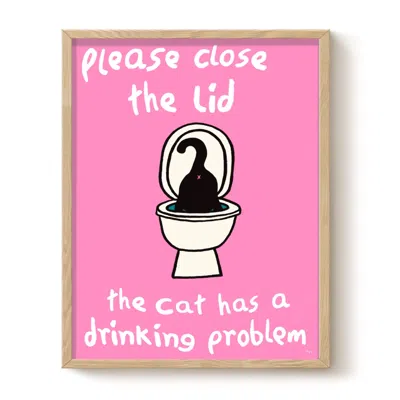 The Paper Tail Pink / White / Black Close The Lid - Cat Print - Large In Multi