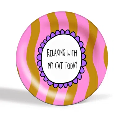 The Paper Tail Relaxing With My Cat - Ceramic Plate