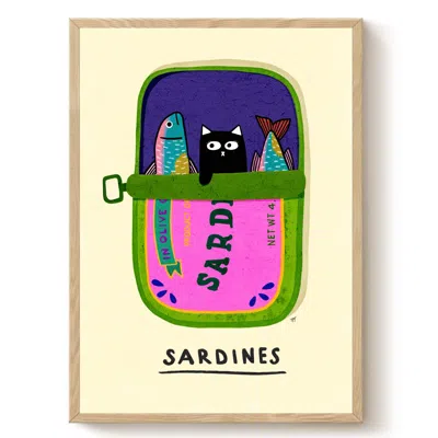 The Paper Tail Sardines - Cat Art Print - Medium