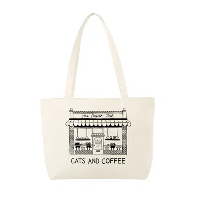The Paper Tail Women's Black / Neutrals Cats And Coffee Tote Bag
