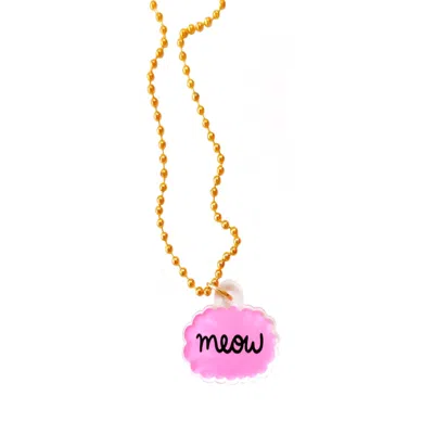 The Paper Tail Women's Black / Pink Meow Cat Necklace