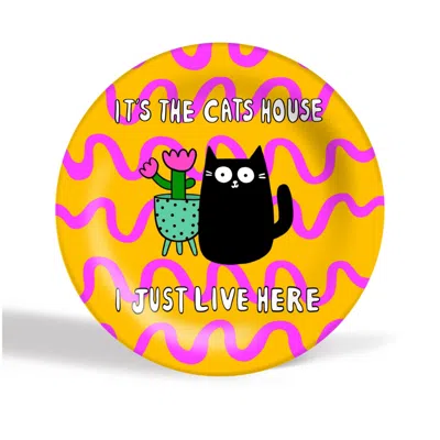 The Paper Tail Yellow / Pink / Black Cat's House - Ceramic Plate