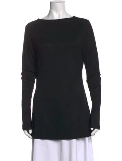 Pre-owned The Park Bateau Neckline Long Sleeve Top In Black