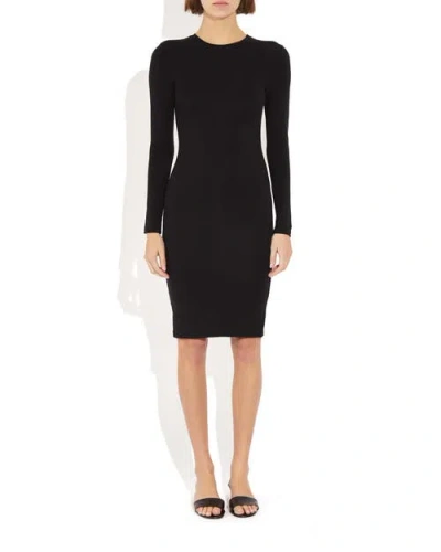 The Park Carine Long Sleeve Midi Dress In Black
