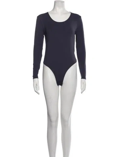 Pre-owned The Park Crew Neck Long Sleeve Bodysuit W/ Tags In Blue