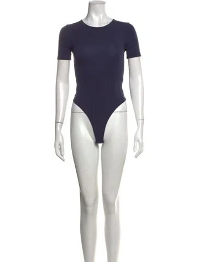 Pre-owned The Park Crew Neck Short Sleeve Bodysuit In Blue