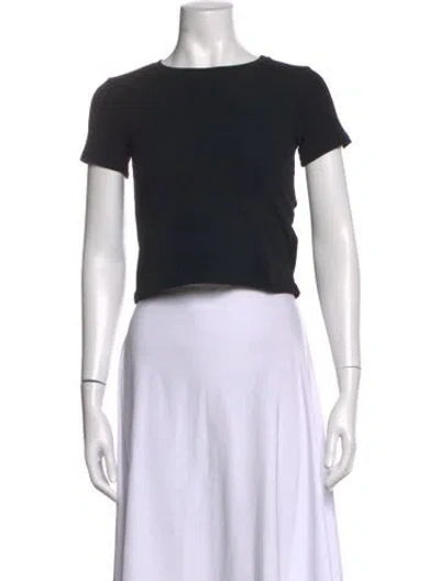 Pre-owned The Park Crew Neck Short Sleeve Crop Top In Black