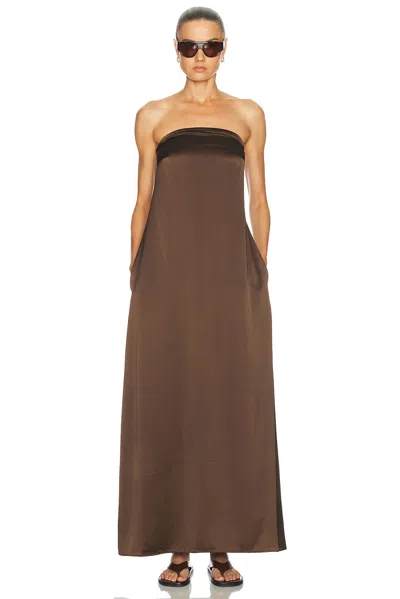 The Park Edith Strapless Gown In Brown