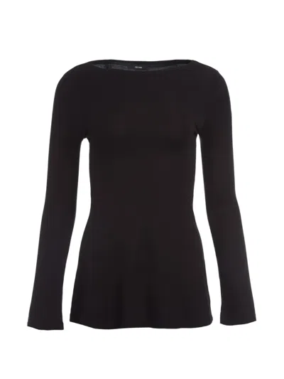 The Park Evelyn Boat-neck Long-sleeved T-shirt In Black