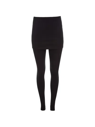 The Park Joy Skirt-layered Leggings In Black