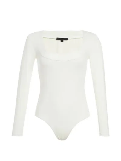 The Park Maranda Scoop-neck Long-sleeve Bodysuit In White