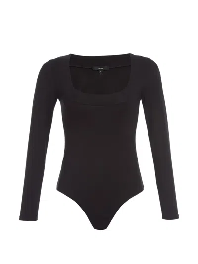 The Park Maranda Scoop-neck Long-sleeve Bodysuit In Black