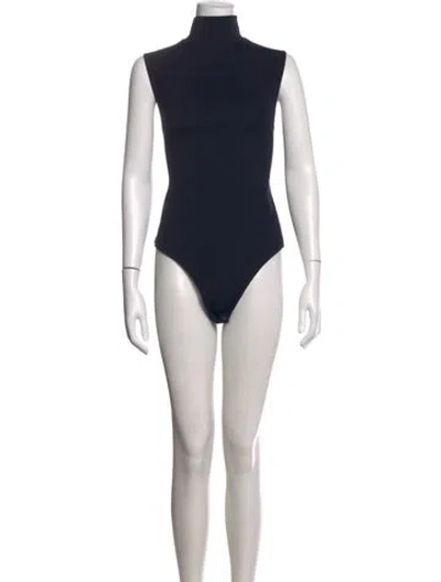 Pre-owned The Park Mock Neck Sleeveless Bodysuit In Blue