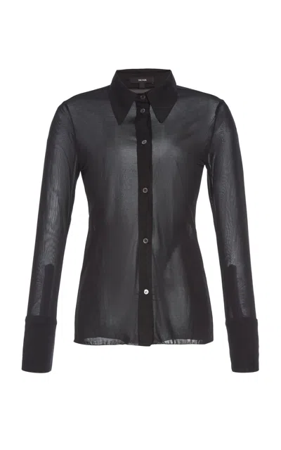 The Park Serge Semi-sheer Top In Black