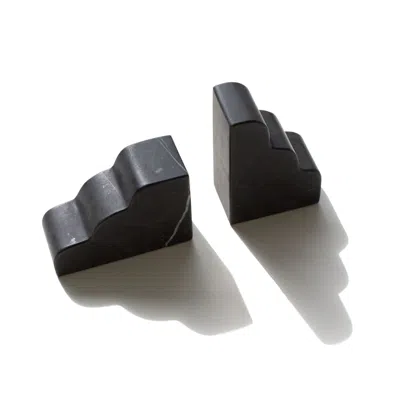 The Parmatile Shop Black Nero Cloud Marble Bookend