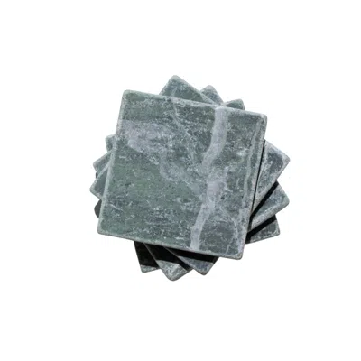 The Parmatile Shop Green Rainforest Marble Coaster Set In Gray
