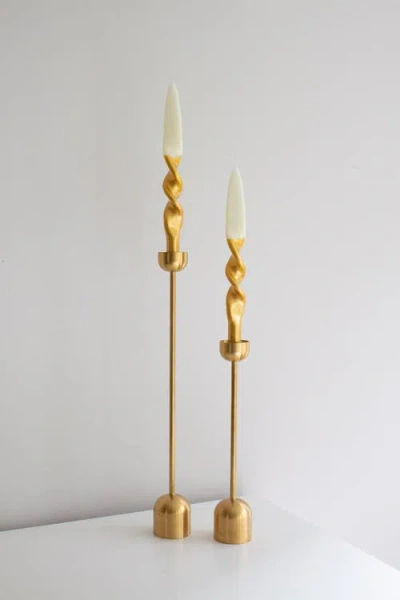 The Parmatile Shop Taper Candle Set In Gold