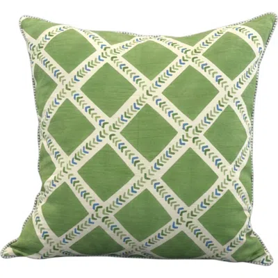 The Peacock Palette Mithya Linen Pillow Cover In Green
