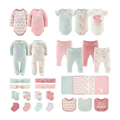 The Peanutshell 0-3m Floral Elephant Baby Unisex 30-pc. Baby Clothing Set In Multi