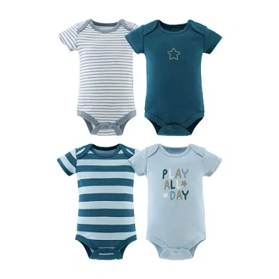 The Peanutshell Baby Boys Round Neck Short Sleeve 4-pc. Bodysuit In Multi