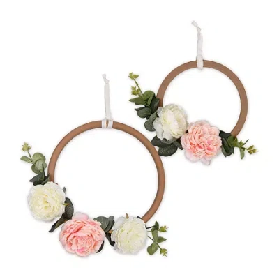The Peanutshell Farmhouse 2 Pc Floral Wall Ring In Multi