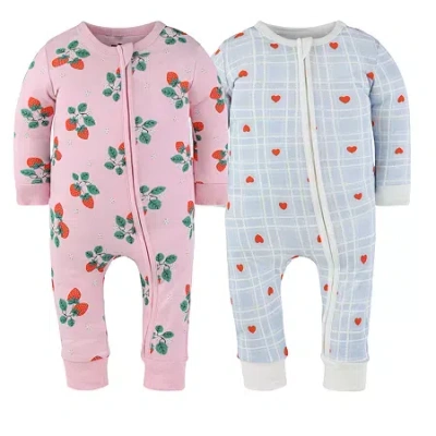 The Peanutshell Babies' Girls Scoop Neck Long Sleeve 2-pc. One Piece Pajama In Blue