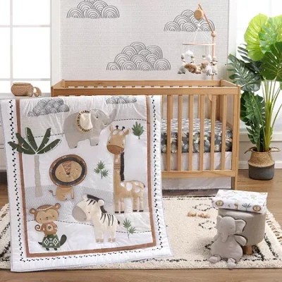 The Peanutshell Organic Sarari Serenity 4-pc. Crib Bedding Set In Gray