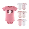 The Peanutshell Rainbow Safari Baby Girls Round Neck Short Sleeve 7-pc. Bodysuit In Pink
