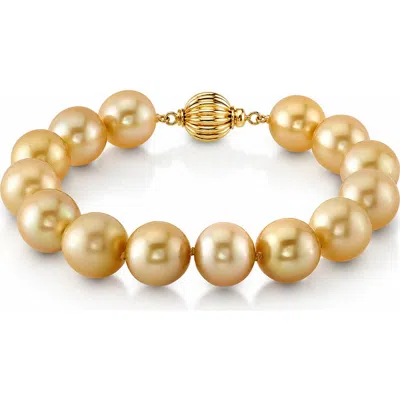The Pearl Source 10-11mm Golden South Sea Pearl Bracelet In Yellow Gold Clasp