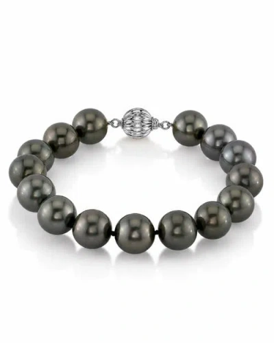 The Pearl Source 10-11mm Tahitian South Sea Pearl Bracelet In White Gold Clasp