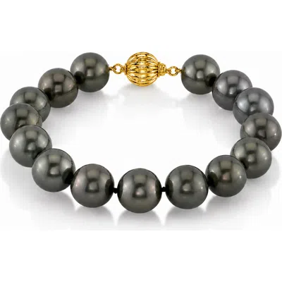 The Pearl Source 10-11mm Tahitian South Sea Pearl Bracelet In Yellow Gold Clasp