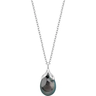 The Pearl Source 10-11mm Tahitian South Sea Pearl Rose Gold Plated Olive Pendant In Sterling Silver