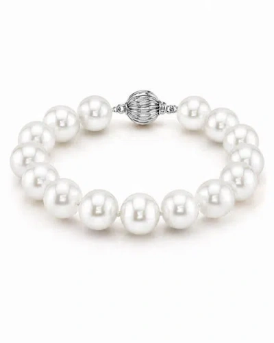 The Pearl Source 10-11mm White South Sea Pearl Bracelet In White Gold Clasp