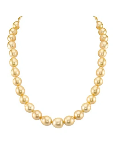 The Pearl Source 10-12mm Baroque Shaped Golden South Sea Pearl Necklace