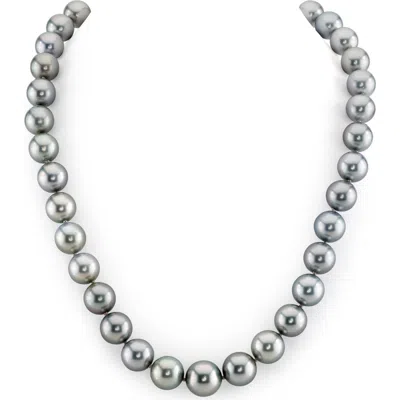 The Pearl Source 10-12mm Silver Tahitian South Sea Pearl Necklace