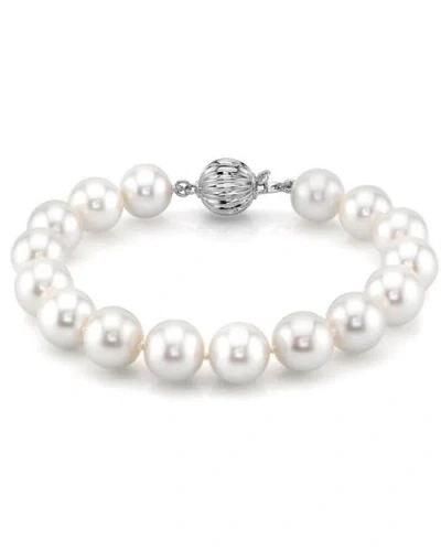 The Pearl Source 10.5-11.5mm White Freshwater Pearl Bracelet In White Gold Clasp