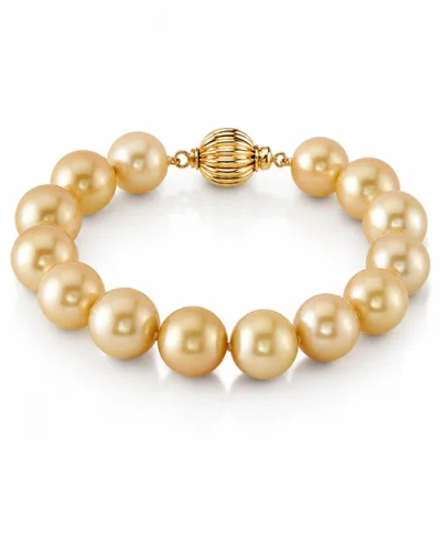 The Pearl Source 11-12mm Golden South Sea Pearl Bracelet In Yellow Gold Clasp
