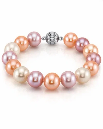 The Pearl Source 11-12mm Multicolor Freshwater Pearl Bracelet In Pink