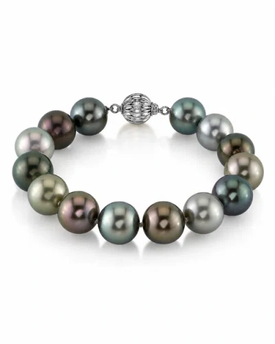 The Pearl Source 11-12mm Tahitian South Sea Multicolor Pearl Bracelet In White Gold Clasp