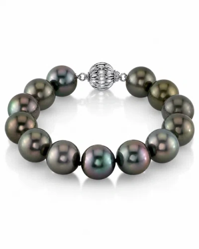 The Pearl Source 11-12mm Tahitian South Sea Pearl Bracelet In White Gold Clasp