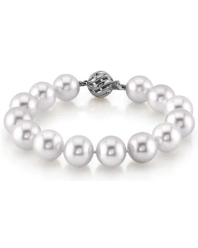 The Pearl Source 11-12mm White South Sea Pearl Bracelet In Metallic