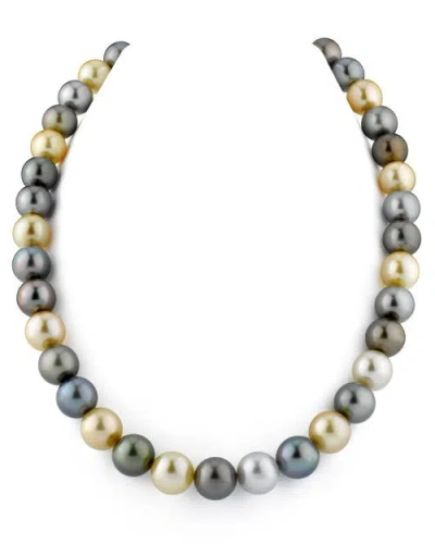 The Pearl Source 11-13mm Tahitian & Golden South Sea Pearl Necklace In Multi
