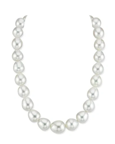 The Pearl Source 11-13mm White South Sea Drop Oval Pearl Necklace