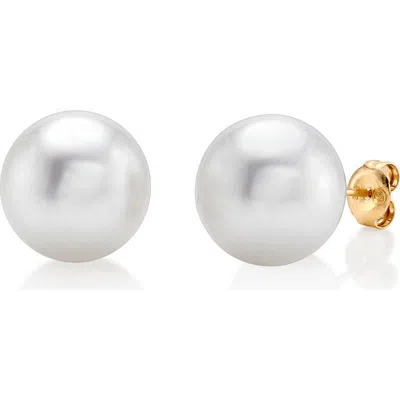 The Pearl Source 11mm South Sea Round Pearl Stud Earrings In White