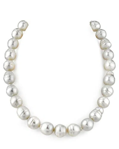 The Pearl Source 12-14mm White South Sea Baroque Pearl Necklace In White Gold Clasp