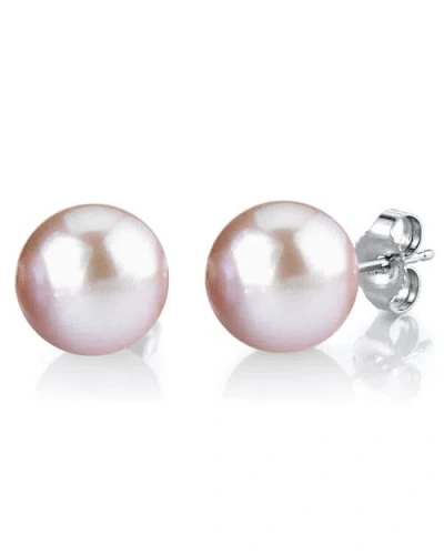 The Pearl Source 12mm Pink Freshwater Round Pearl Stud Earrings In White Gold