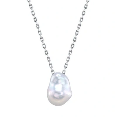 The Pearl Source 12mm White Freshwater Baroque Pearl Arlet Pendant In White Pearl