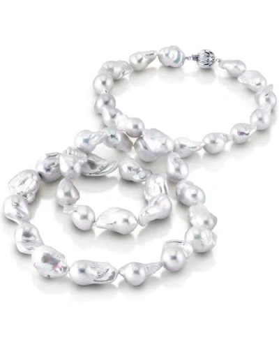 The Pearl Source 13-16mm Opera Length White Freshwater Baroque Pearl Necklace